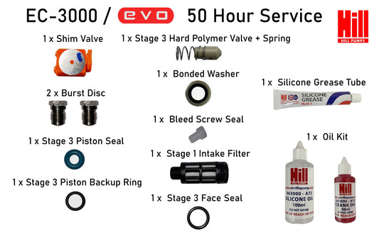 50 Hour Service Kit for the EC-3000 and EVO-310 Hill Electric Air Compressor Pump